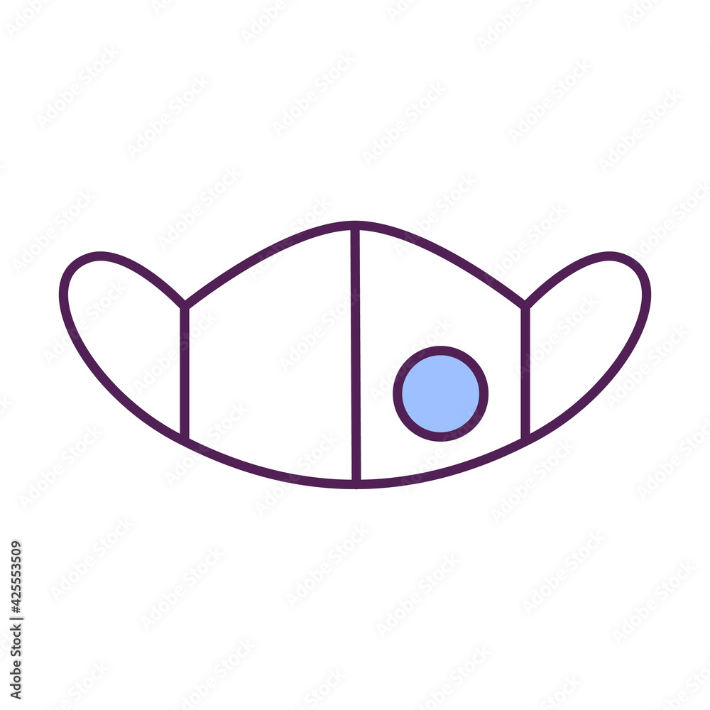 Face mask RGB color icon. Protection equipment during world corona virus pandemia. Quarantine rules for keeping people safe from dangerous disease. Isolated vector illustration Face mask RGB color icon. Protection equipment during world corona virus pandemia. Quarantine rules for keeping people safe from dangerous disease. Isolated vector illustration