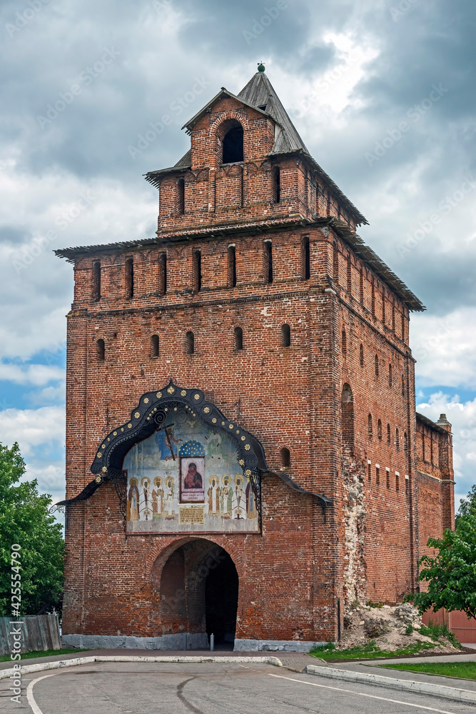 Friday tower and gate of Kremlin in Kolomna, Russia. Years of construction 1525 - 1531