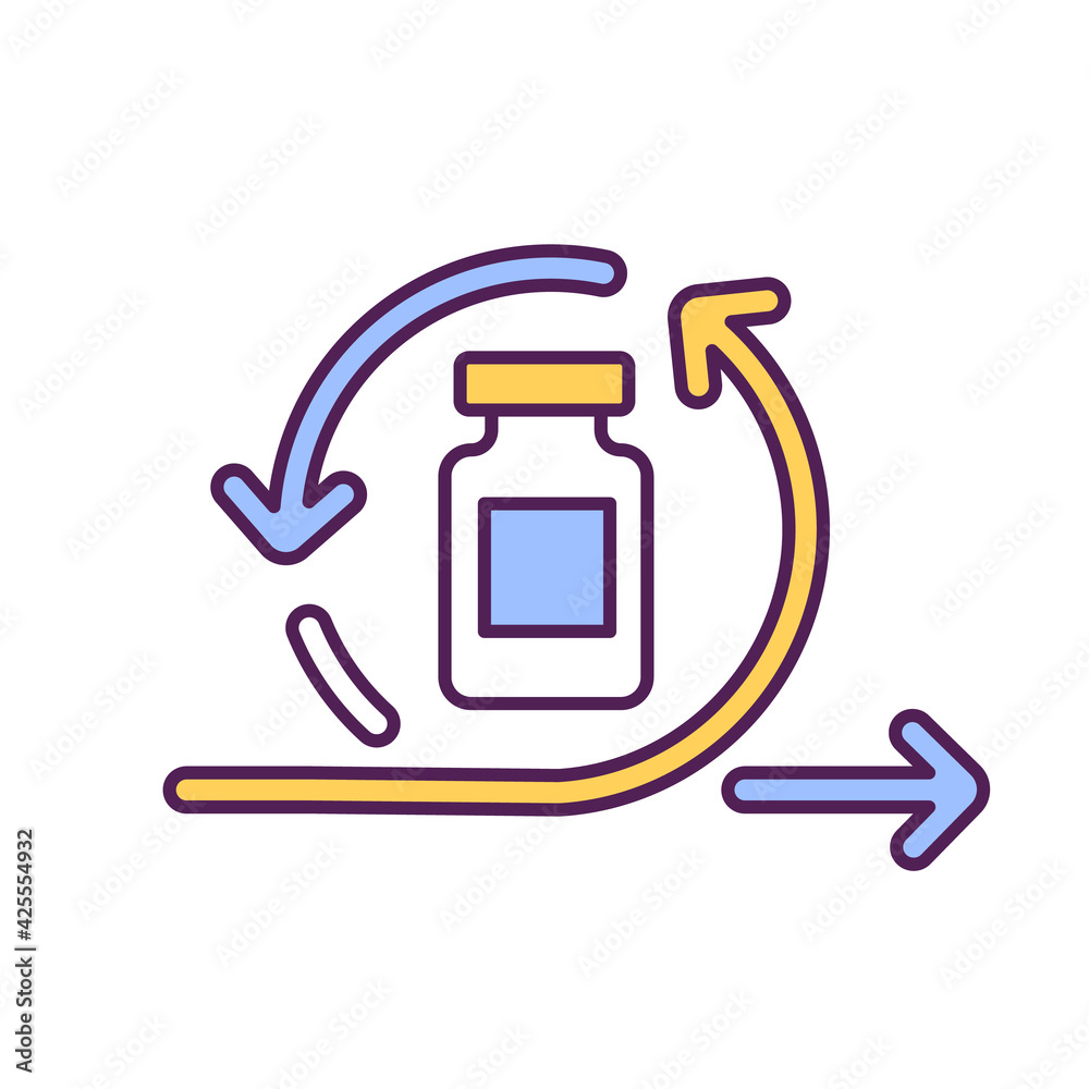 Getting new treatment RGB color icon. Finding way to cure corona virus new variant. Special medical help during pandemia. Quarantine rules. Isolated vector illustration