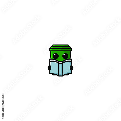 Cute Rubbish Bin Cartoon Character Vector Illustration Design. Outline, Cute, Funny Style. Recomended For Children Book, Cover Book, And Other.