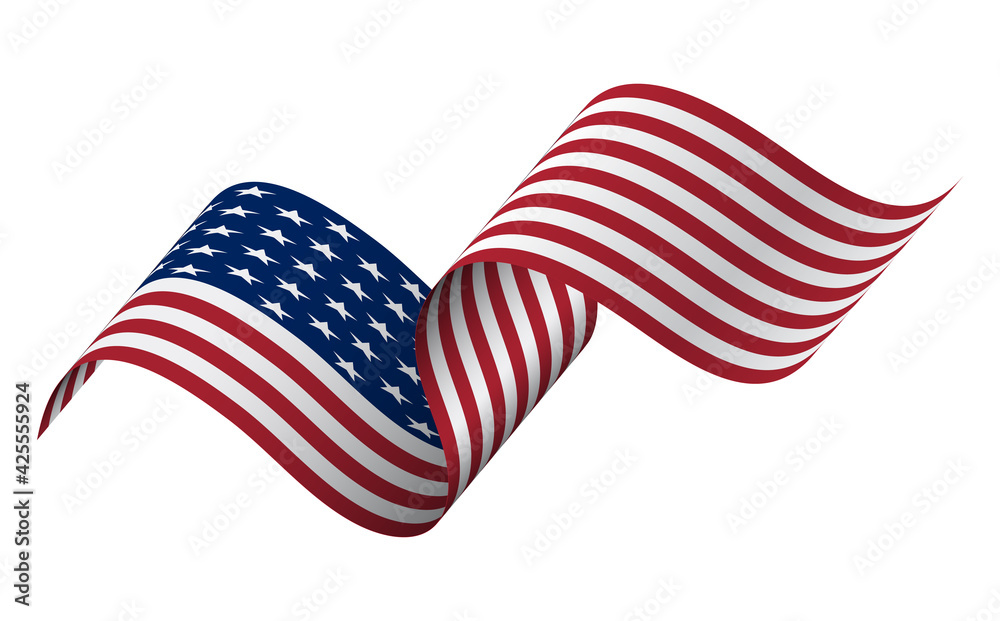 Fototapeta premium waving flag of the United States of America. illustration of wavy American Flag for Independence Day. American flag on white background