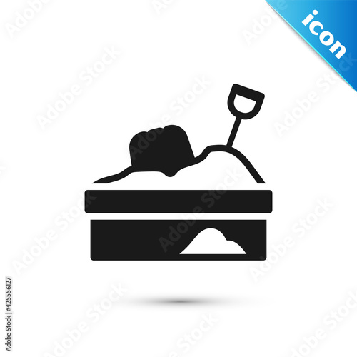 Grey Sandbox with sand icon isolated on white background. Vector