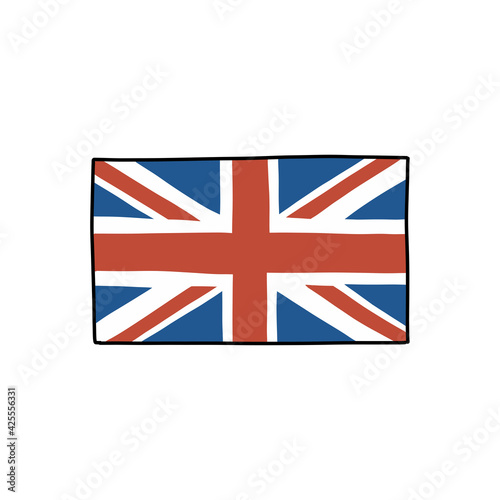 flag of great britain doodle icon, vector color illustration