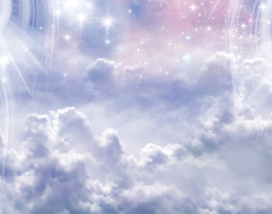 abstract angelic mystic mystical magic magical religious spiritual blue background with stars and cloudy sky