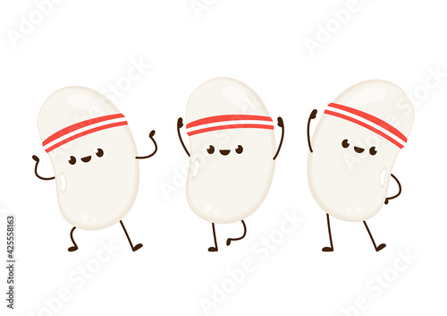 White kidney beans character design. White kidney beans vector.