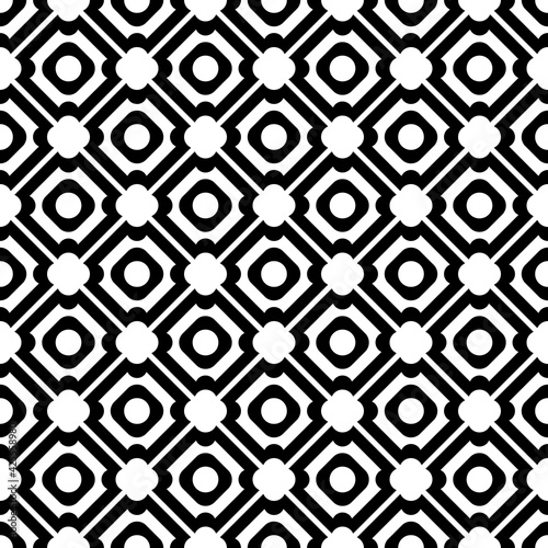 Ornament with rhombuses and circles. Simple monochrome same shape. Decorative and abstract style in vector.