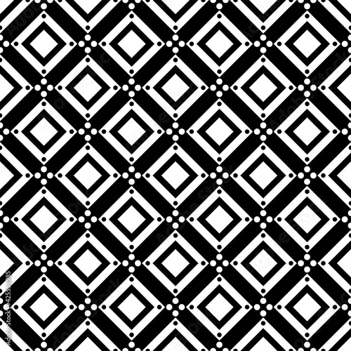 Interesting and simple pattern with rhombuses. Monochrome vector ornament connected using balls.