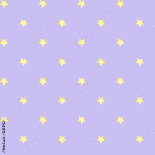 Watercolor pattern with shiny and bride stars on blue background. Ideal for pajamas, bedding, party wrapping