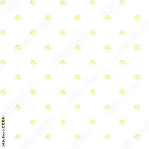 Watercolor pattern with shiny and bride stars on white background. Ideal for pajamas, bedding, party wrapping
