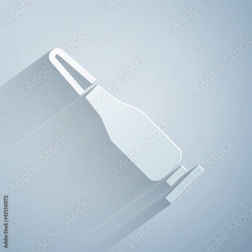 Paper cut Bullet icon isolated on grey background. Paper art style. Vector