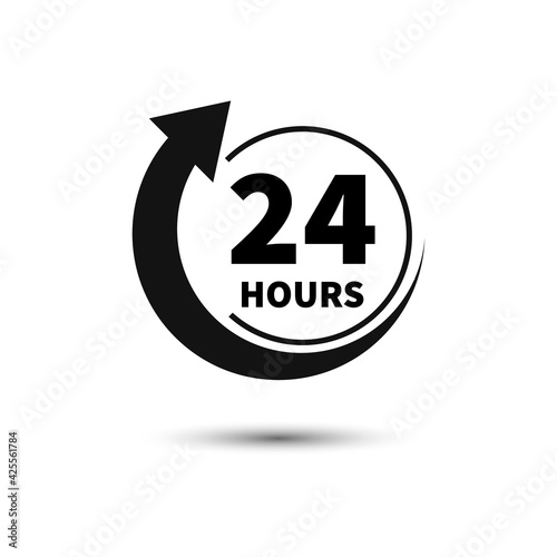 24 hours customer service icon.Vector illustration isolated on white background.
