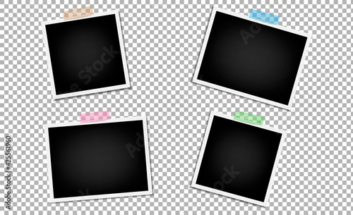 Photo frame with shadow on isolate background with a slope to the right, vector template for your stylish photos or images.