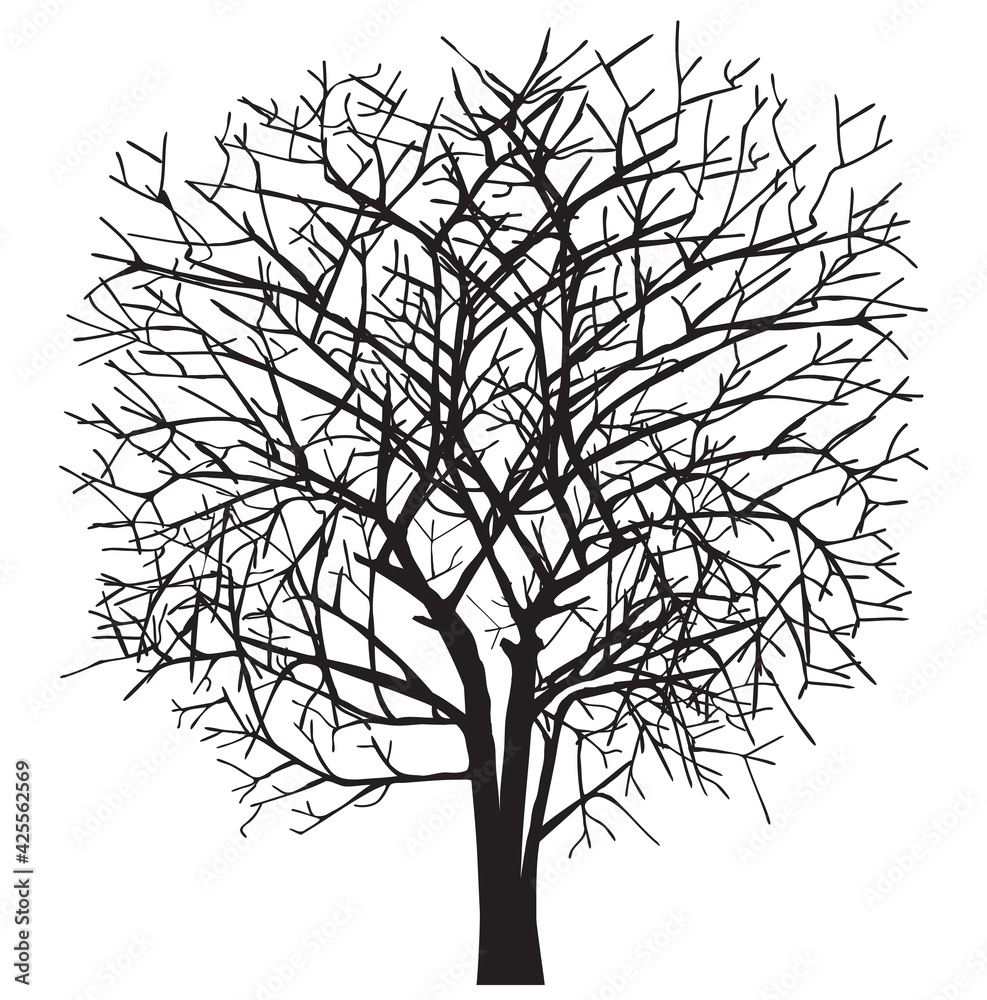 Obraz premium Dark single silhouette shape of a floral tree for the posters, shirts