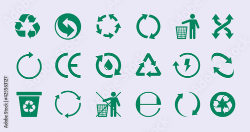 Renew circles. Diversity images recycle round icons save nature garish vector ecology green collection