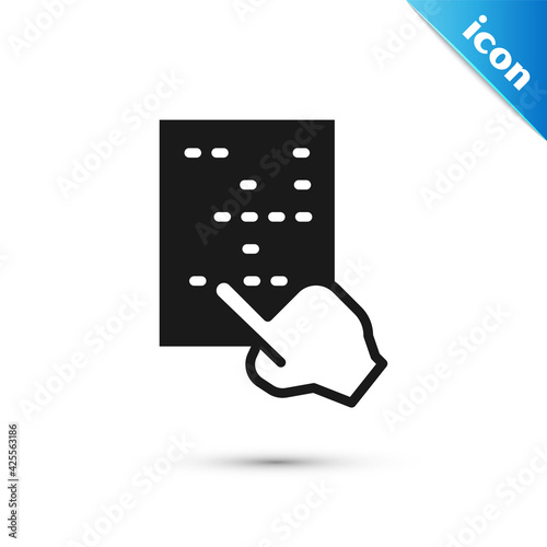 Grey Braille icon isolated on white background. Finger drives on points. Writing signs system for blind or visually impaired people. Vector