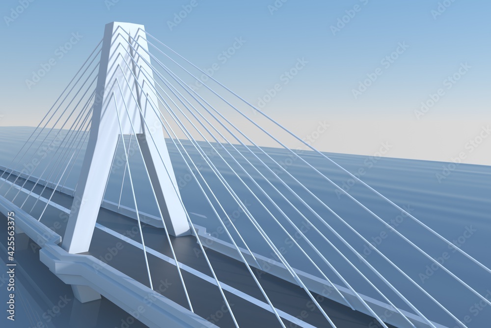 Obraz premium 3D rendering big cross-sea bridge