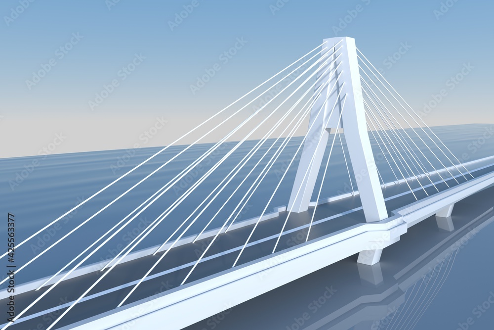Obraz premium 3D rendering big cross-sea bridge