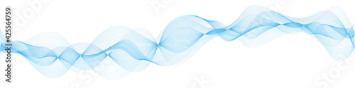 abstract vector blue wave melody lines on white background 