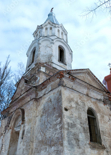 an old, abandoned church, Church built in 1875, Karzdaba Orthodox Church, Cesvaine, Latvia