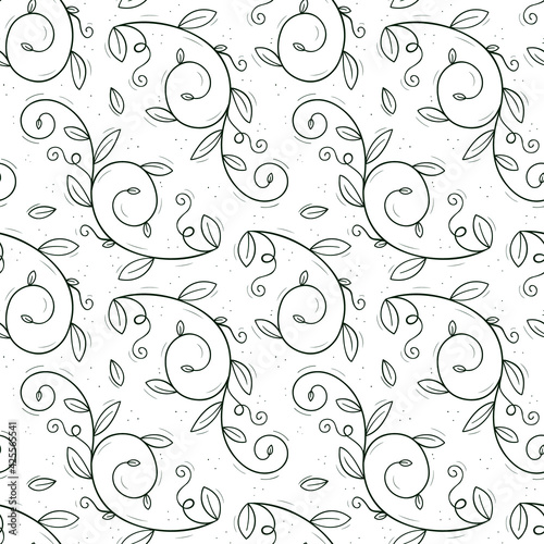 Obraz na płótnie Seamless repeating pattern of a climbing plant such as peas or creepers with tendrils and leaves