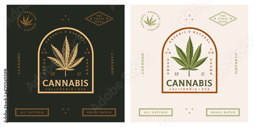 Cannabis trendy logotype template vintage retro style