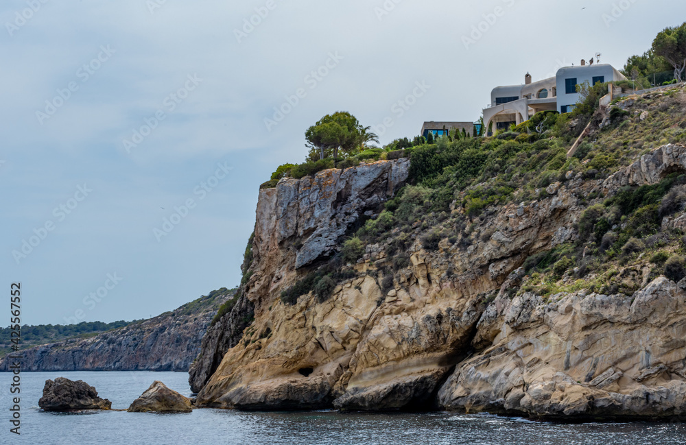 cliff in majorca with houses