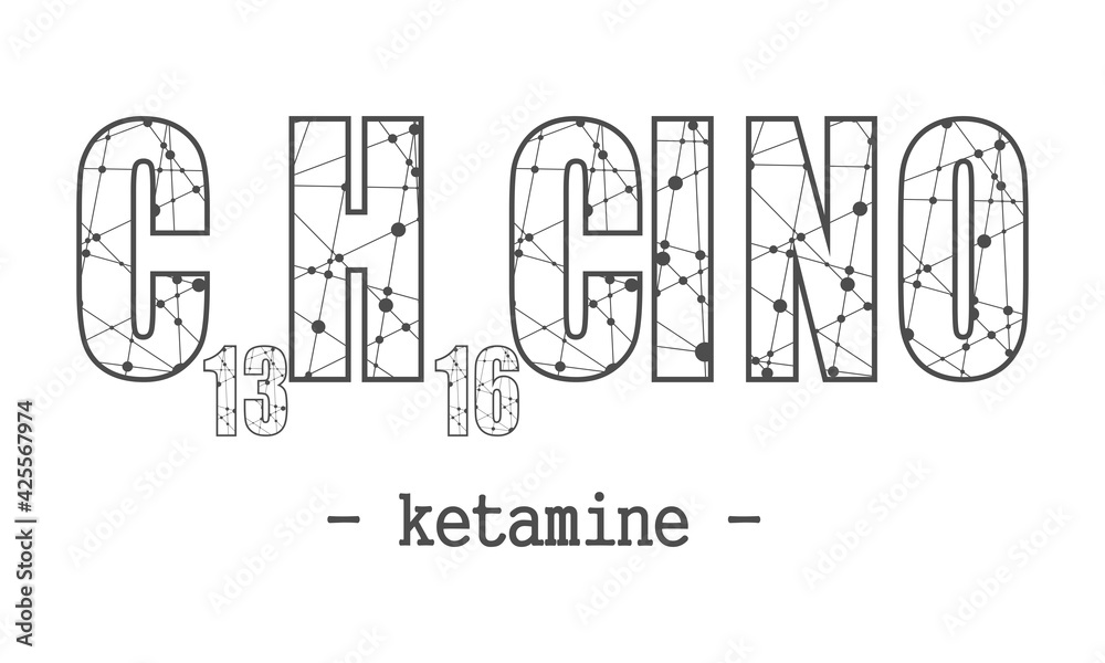 Naklejka Formula of Ketamine. Concept of medicine and pharmacy