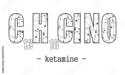 Formula of Ketamine. Concept of medicine and pharmacy