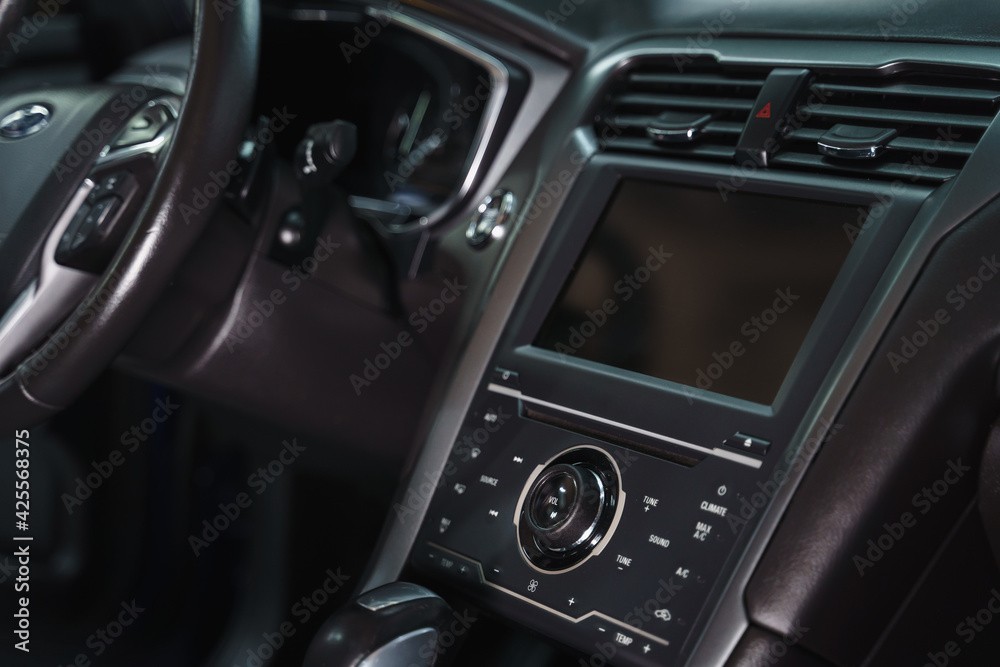 Details of interior of black car