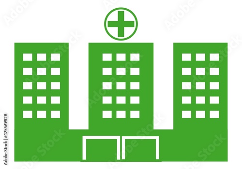 Hospital con cruz verde. Hospital sostenible