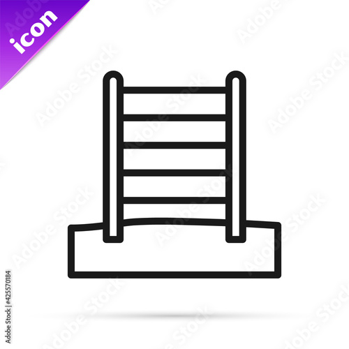 Black line Wooden Swedish wall icon isolated on white background. Swedish stairs. Vector
