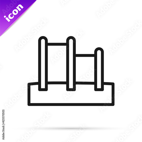 Black line Sport horizontal bar icon isolated on white background. Vector