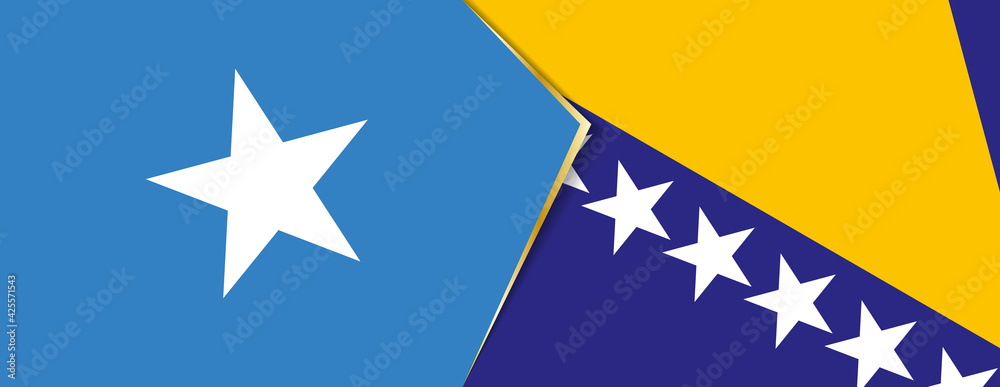 Somalia and Bosnia and Herzegovina flags, two vector flags.