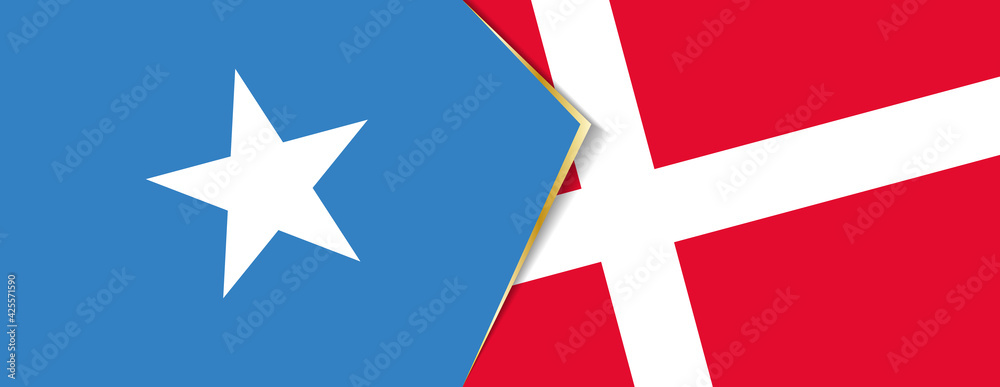Somalia and Denmark flags, two vector flags.