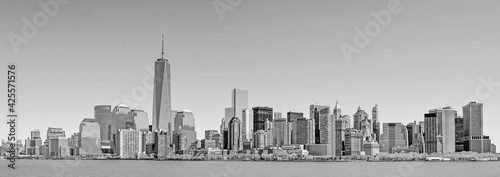 New York skyli e in bianco e nero, con tutti i quartieri della grande mela, e il fiume Hudson photo