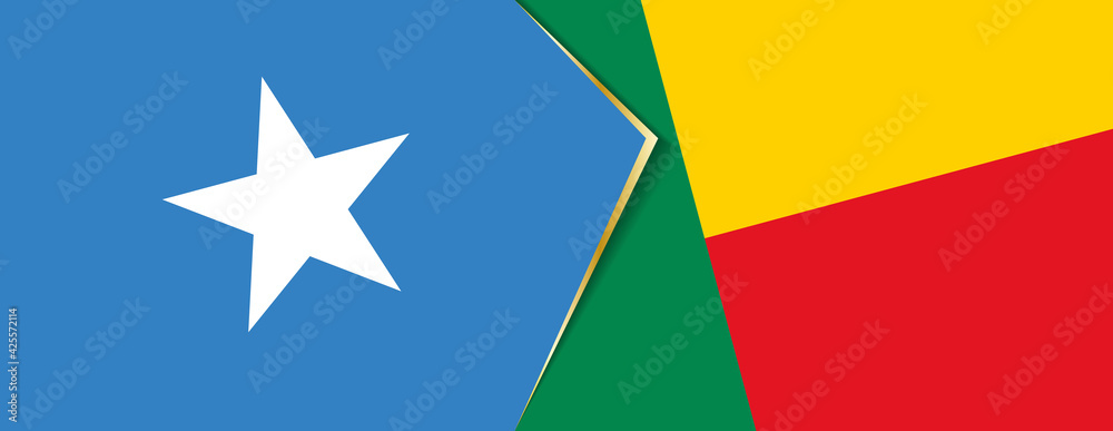 Somalia and Benin flags, two vector flags. Somalia and Benin flags, two vector flags.