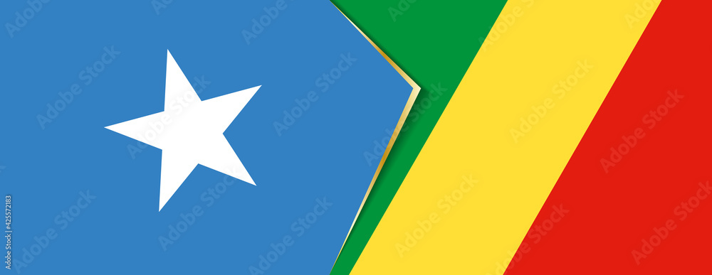 Somalia and Congo flags, two vector flags. Somalia and Congo flags, two vector flags.