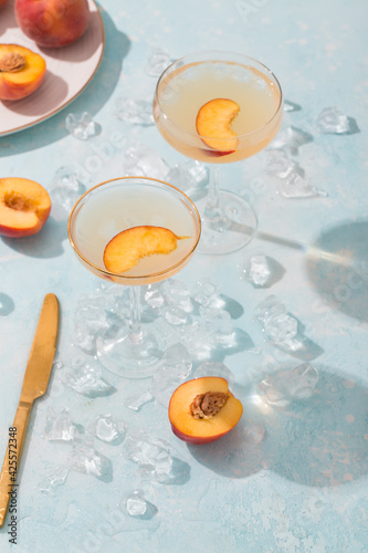 Summer refresh cocktail and fruits for dessert. Alcoholic cocktails