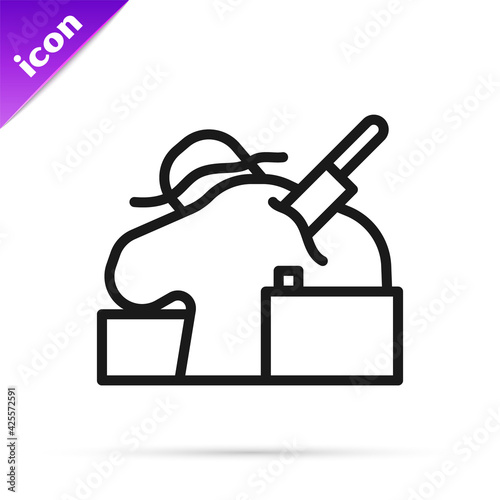 Black line Murder icon isolated on white background. Body, bleeding, corpse, bleeding icon. Concept of crime scene. Vector