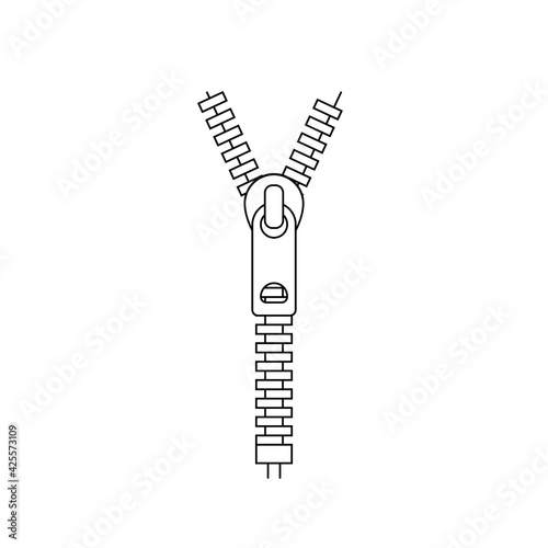 Zipper fastener outline icon. Clipart image isolated on white background