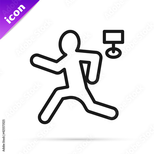 Black line Murder icon isolated on white background. Body, bleeding, corpse, bleeding icon. Concept of crime scene. Vector