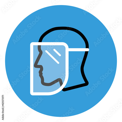 Full face shield safety sign. Clipart image
