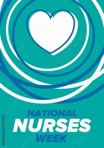 National Nurses Week. Thank you nurses. Medical and health care concept. Fighters against viruses and diseases. In honour of the doctors. Celebrated annual in United States. Vector illustration poster