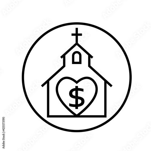 Church fundraiser line icon. Clipart image isolated on white background