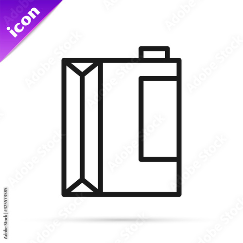 Black line Paper package for kefir icon isolated on white background. Dieting food for healthy lifestyle and probiotics fulfillment. Vector