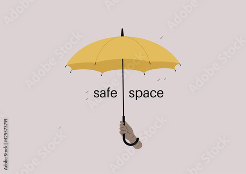 A safe space logo, a special place created for individuals who feel marginalized to come together and support each other