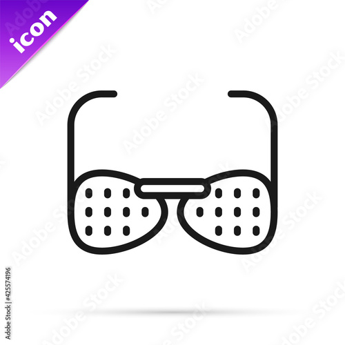 Black line Glasses for the blind and visually impaired icon isolated on white background. Vector
