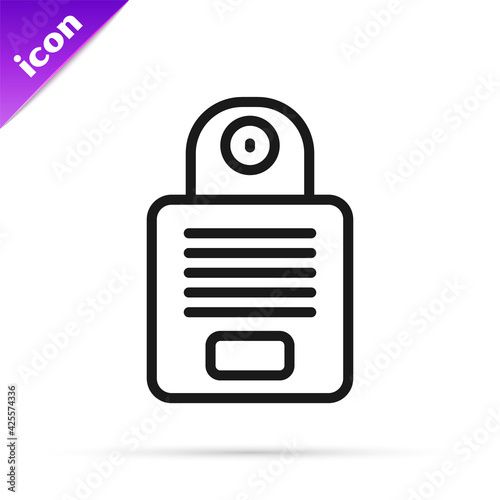 Black line Intercom icon isolated on white background. Vector