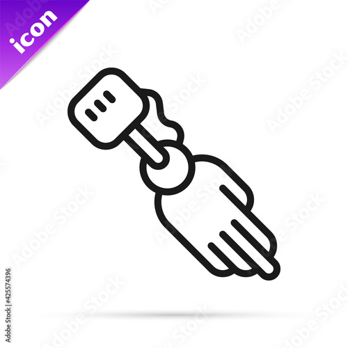 Black line Prosthesis hand icon isolated on white background. Futuristic concept of bionic arm, robotic mechanical hand. Vector