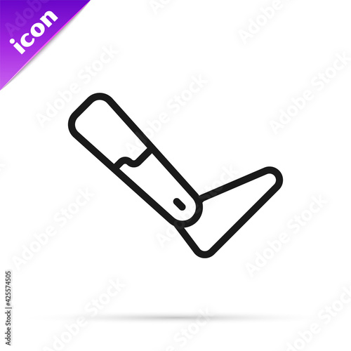 Black line Prosthesis leg icon isolated on white background. Futuristic concept of bionic leg, robotic mechanical leg. Vector